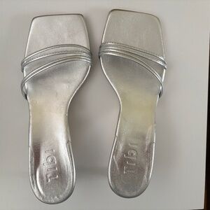 New with box, Tibi silver kitten heel mules - size 36.5